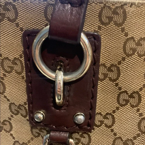 Gucci Brown Monogram Tote Bag EUC - Picture 4 of 13